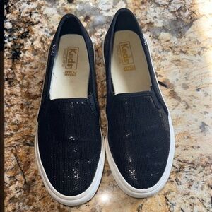 Keds Black Slip-On Sneakers Sequins Sparkly Glittery Canvas Comfy